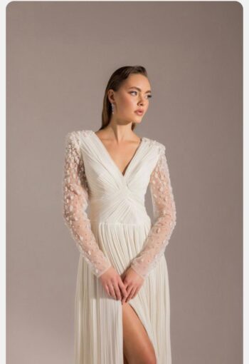 Kenzel Kolları Taş Detaylı Abiye Elbise-25057