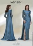 Kenzel Kolları Taş Detaylı Abiye Elbise-9211