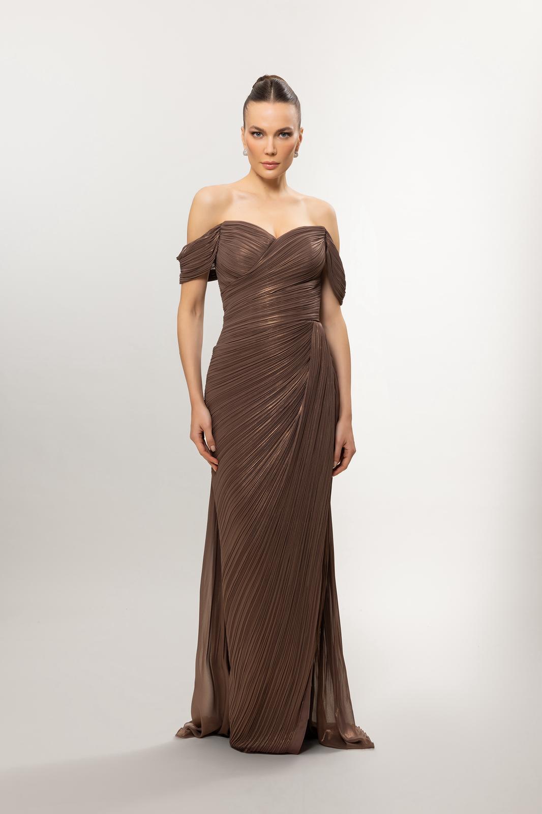 Kenzel Drape Detaylı Abiye Elbise-A26117 - Görsel 3