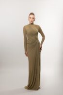 Kenzel Yaka Drape Detaylı Abiye Elbise-26080
