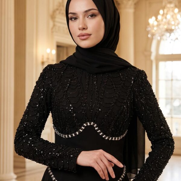 New Elegans Korse Detaylı Abiye Elbise-2503