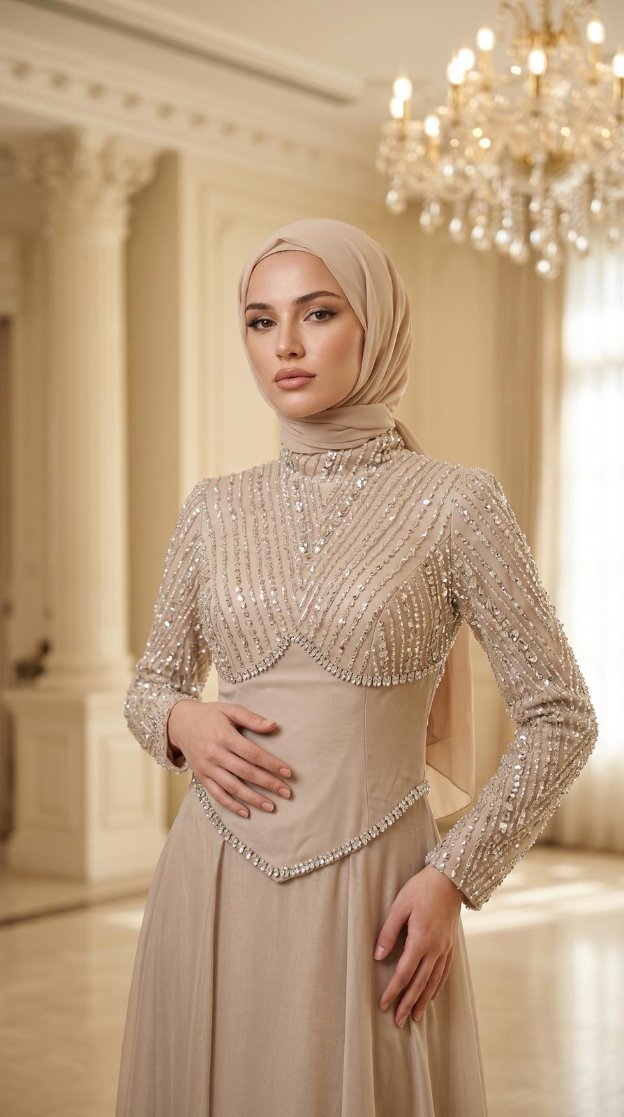 New Elegans Korse Detaylı Abiye Elbise-2503 - Görsel 4