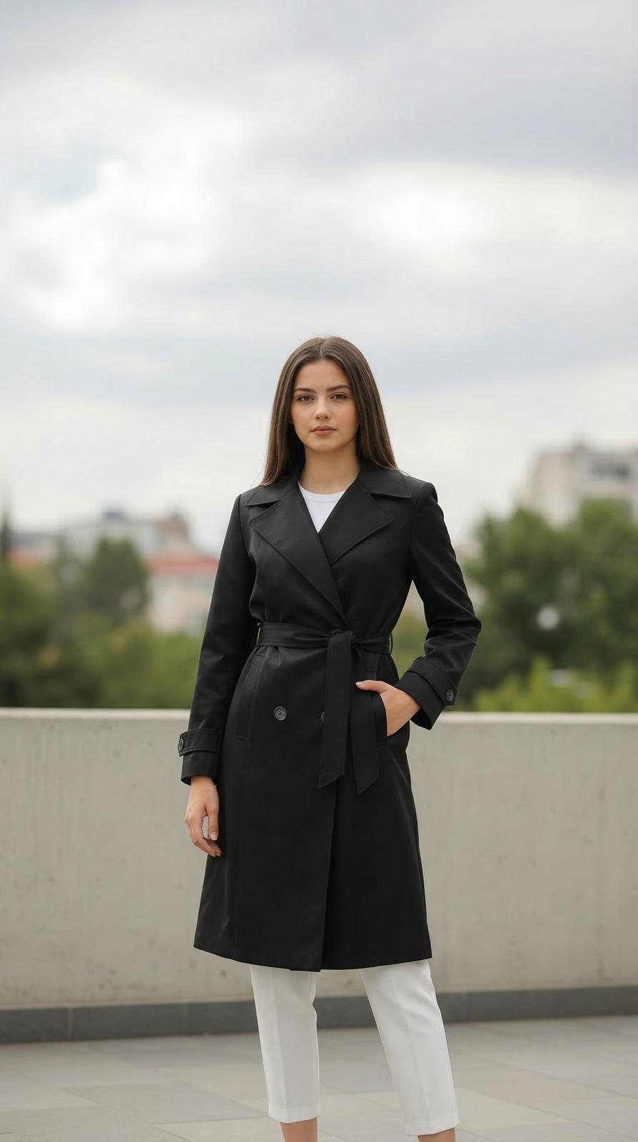 Zms Kolları Düğme Detaylı Trençkot-2419 - Görsel 4